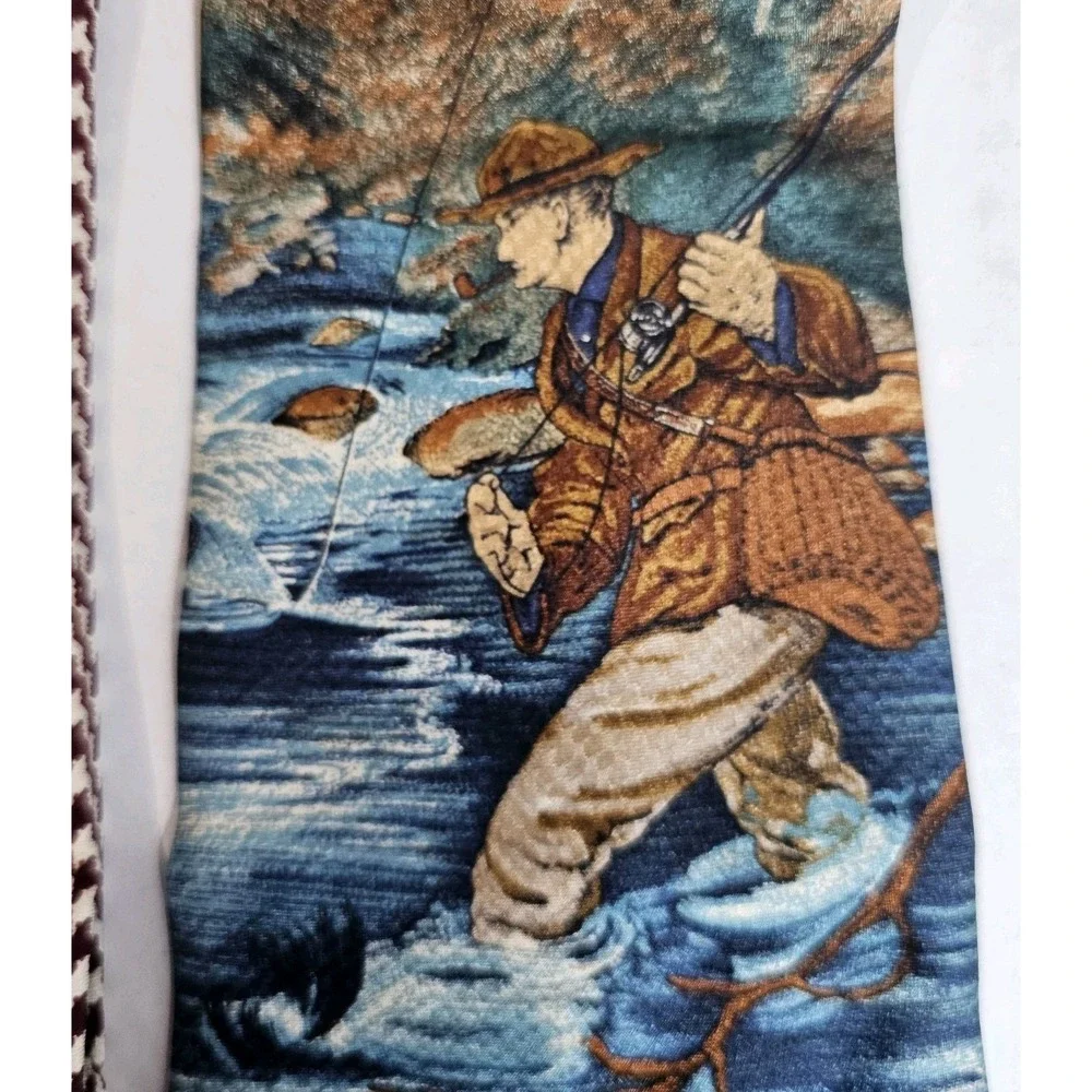 Italy Abercrombie & Fitch Men's Fly Fishing Neck Tie 100% Silk Fishermancore